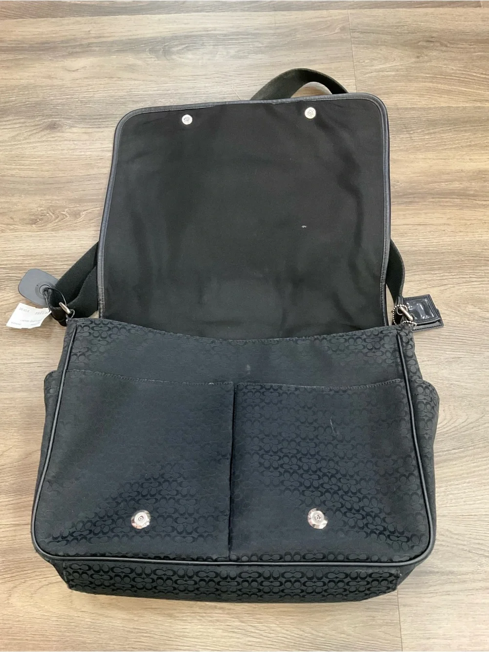 Coach Black Signature Canvas and Leather-Trim Messenger Bag
